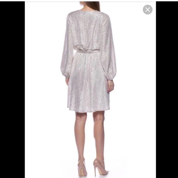 Marina Blouson Sleeve Metallic Dress in Champagne Women’s Size 18W - Picture 3 of 14